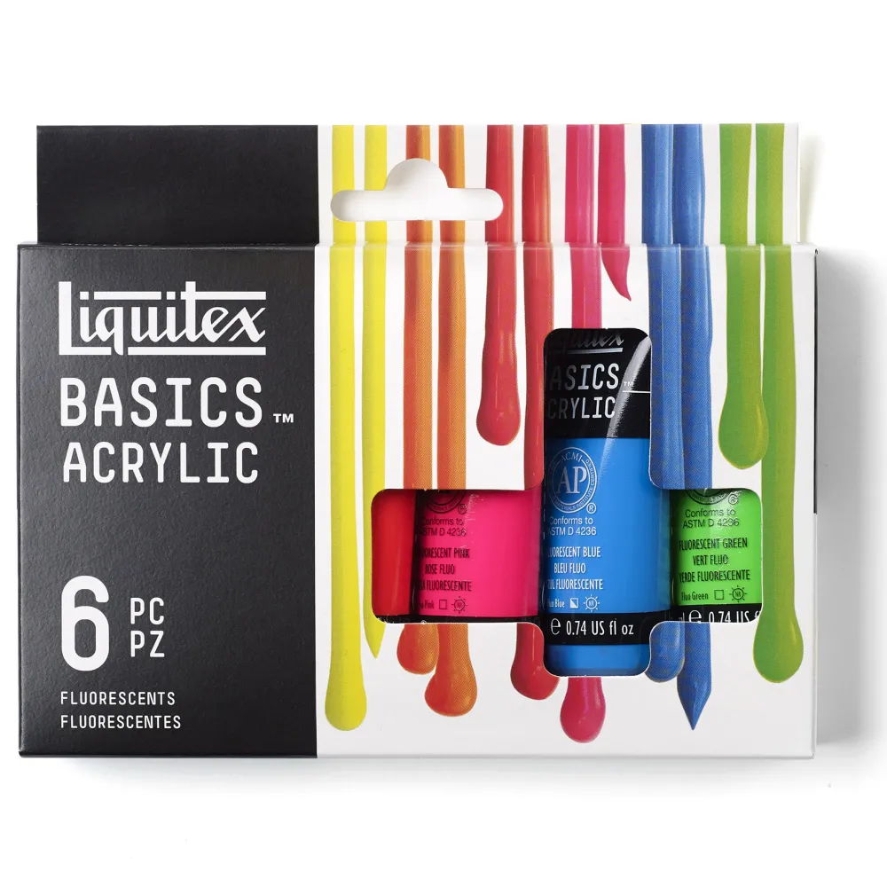 Liquitex Zestaw farb akrylowych Basics Acrylic Fluorescents - - 6 kolorów x 22 ml