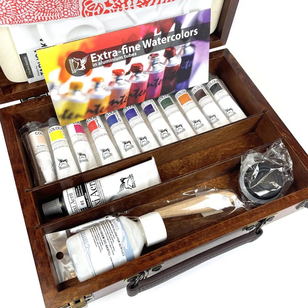 Renesans Zestaw farb akrylowych Colours w drewnianej walizce - - 12 kolorów x 20 ml