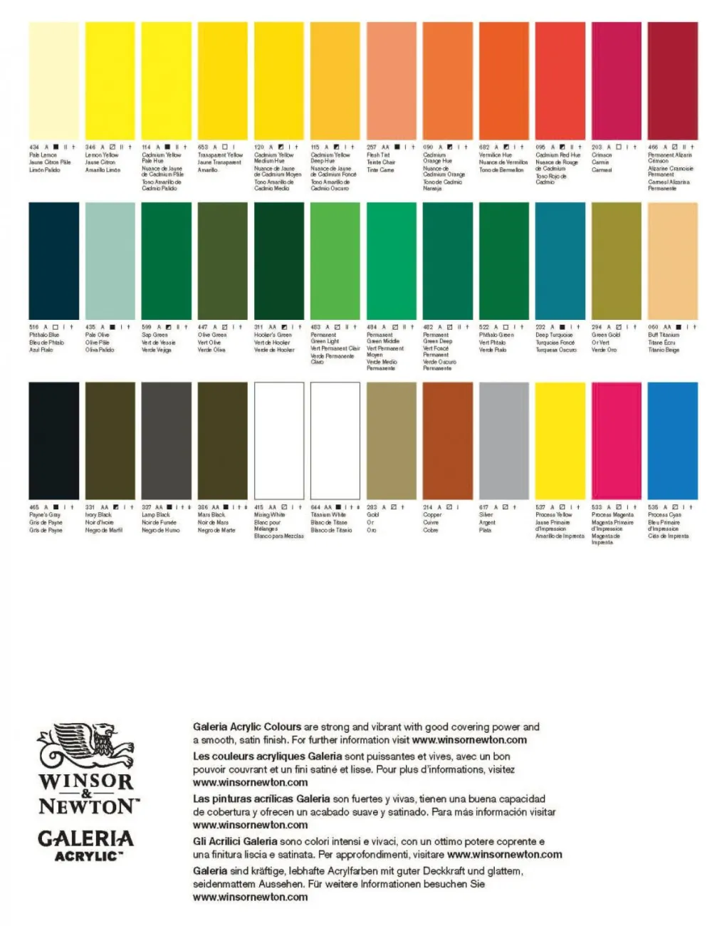 Winsor & Newton Zestaw farb akrylowych Galeria - - 6 kolorów x 60 ml > Farby Akrylowe