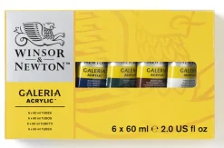 Winsor & Newton Zestaw farb akrylowych Galeria - - 6 kolorów x 60 ml ><noscript><img width=
