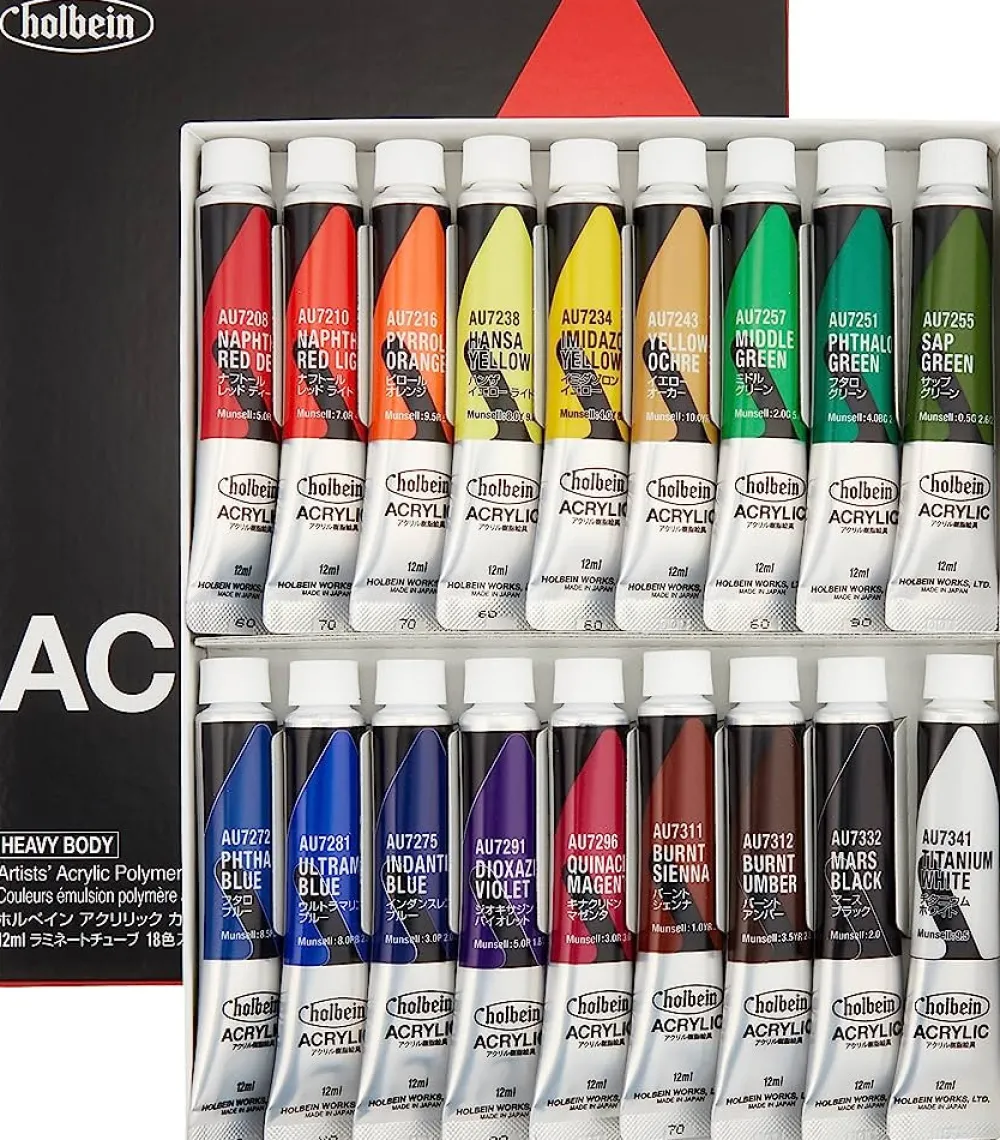 Holbein Zestaw farb akrylowych Heavy Body Acrylic, School Set - - 18 kolorów x 12 ml > Farby Akrylowe