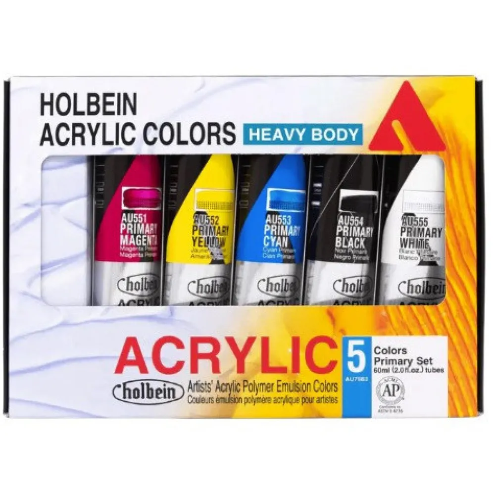 Holbein Zestaw farb akrylowych Heavy Body Acrylic - - Primary, 5 kolorów x 60 ml