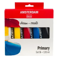 Amsterdam Zestaw farb akrylowych, Primary - - 5 kolorów x 120 ml > Farby Akrylowe
