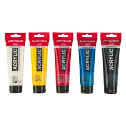 Amsterdam Zestaw farb akrylowych, Primary - - 5 kolorów x 120 ml ><noscript><img width=