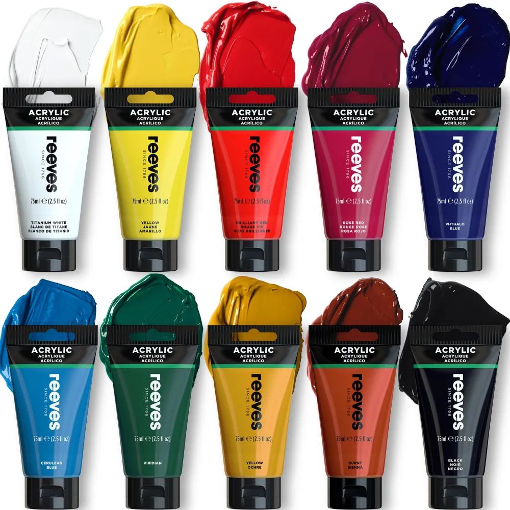 Reeves Zestaw farb akrylowych - - 10 kolorów x 75 ml