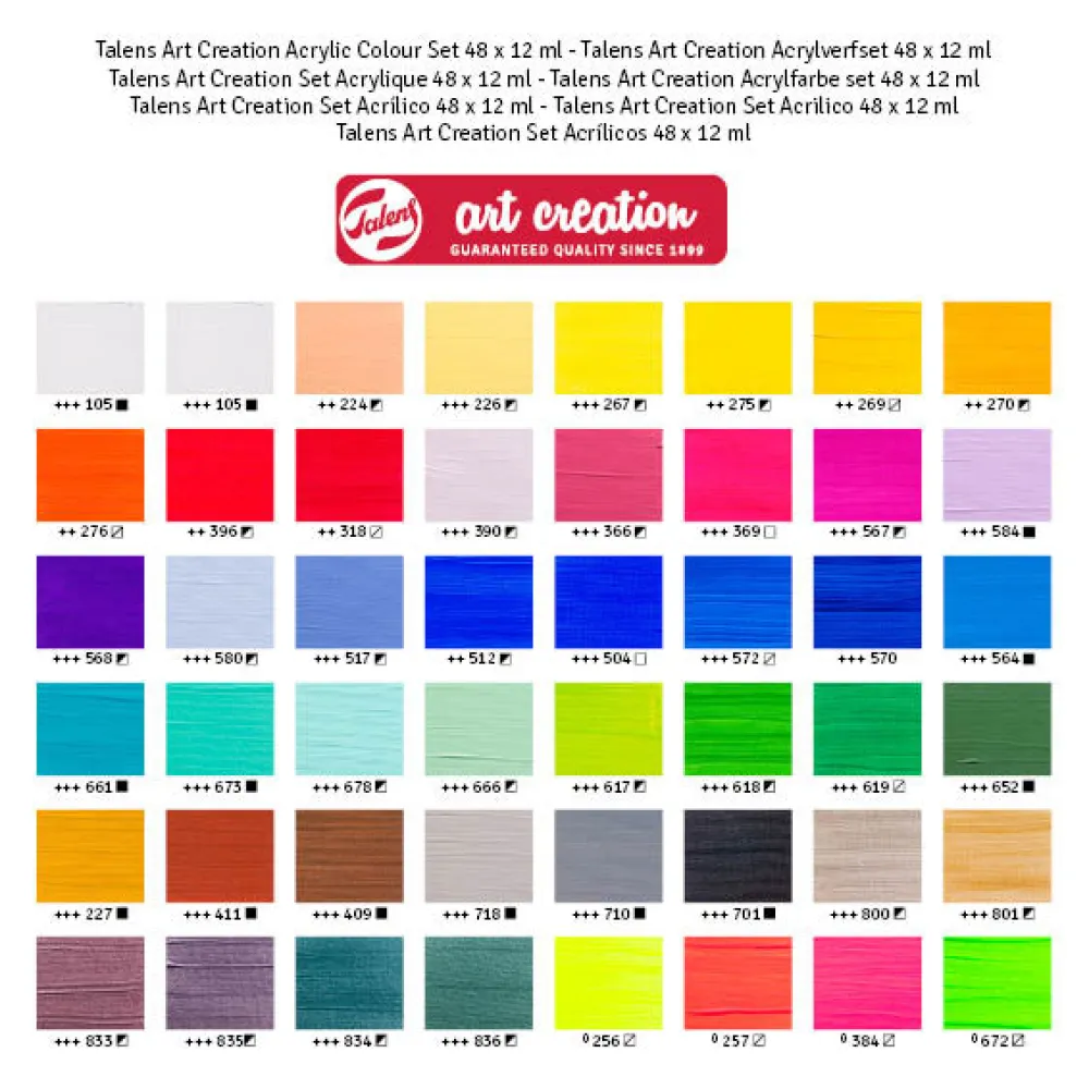 Talens Art Creation Zestaw farb akrylowych - - 48 kolorów x 12 ml