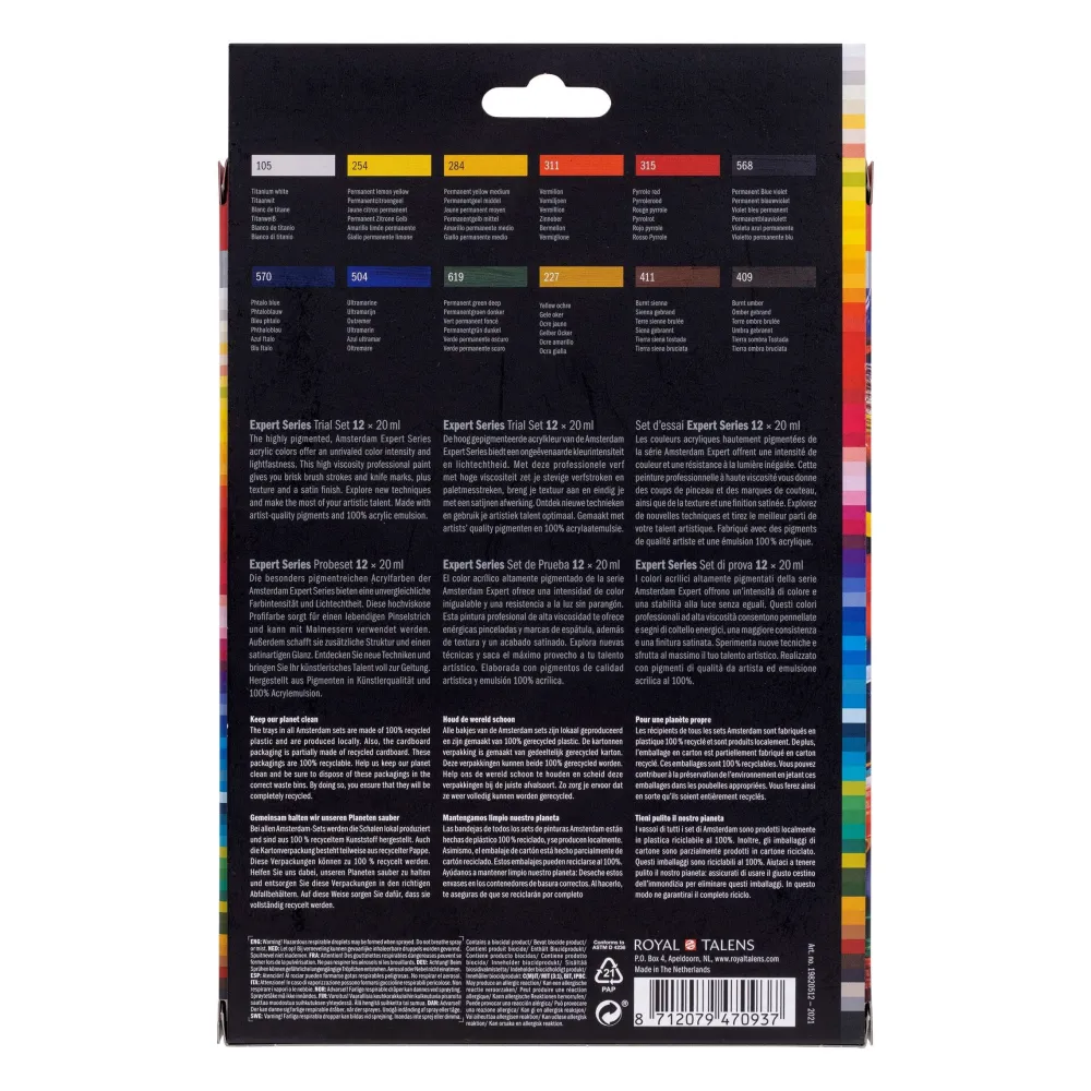 Amsterdam Zestaw farb akrylowych w tubkach Expert - - 12 kolorów x 20 ml