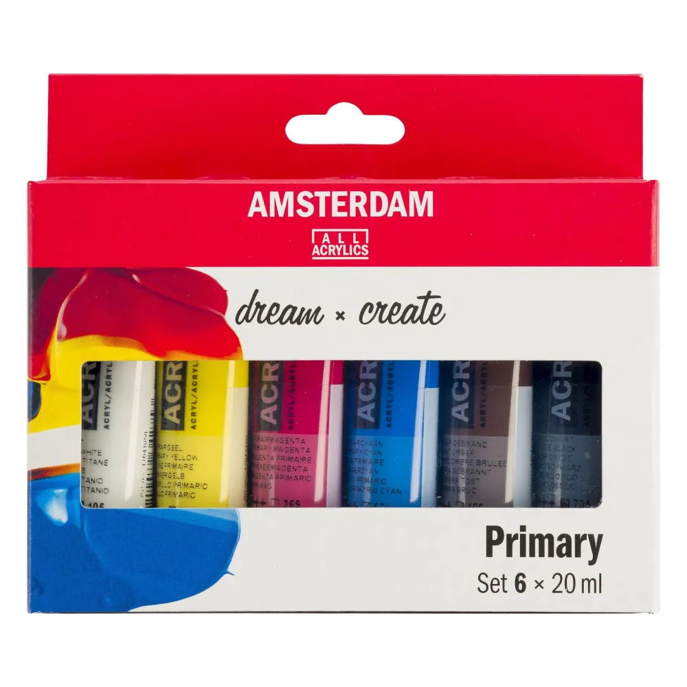 Amsterdam Zestaw farb akrylowych w tubkach - - Primary, 6 kolorów x 20 ml