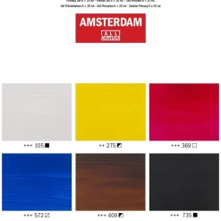 Amsterdam Zestaw farb akrylowych w tubkach - - Primary, 6 kolorów x 20 ml