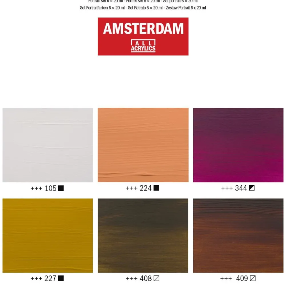 Amsterdam Zestaw farb akrylowych w tubkach - - Portrait, 6 kolorów x 20 ml > Farby Akrylowe