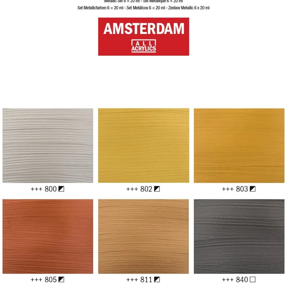 Amsterdam Zestaw farb akrylowych w tubkach - - Metallic, 6 kolorów x 20 ml > Farby Akrylowe