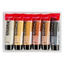 Amsterdam Zestaw farb akrylowych w tubkach - - Metallic, 6 kolorów x 20 ml ><noscript><img width=