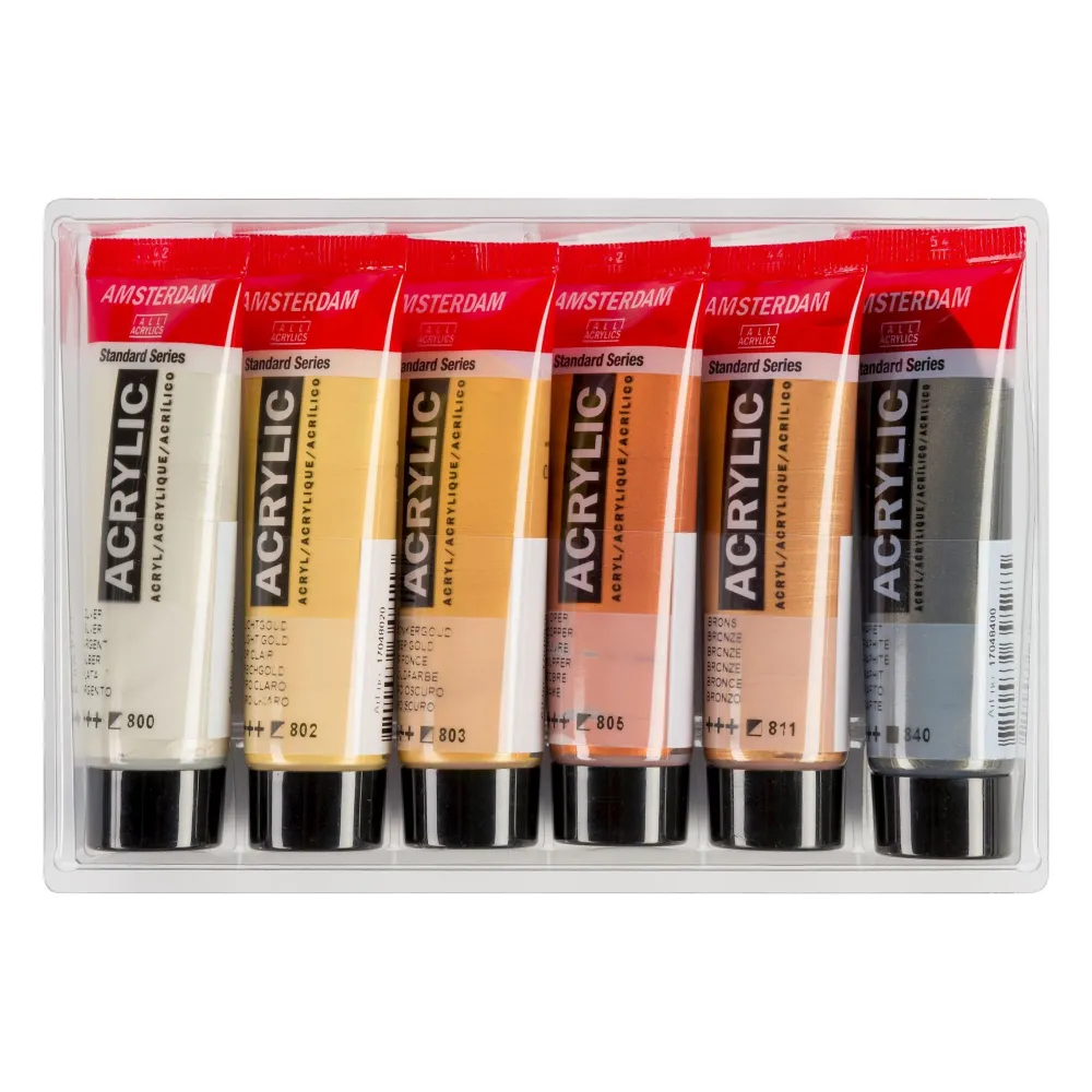 Amsterdam Zestaw farb akrylowych w tubkach - - Metallic, 6 kolorów x 20 ml > Farby Akrylowe