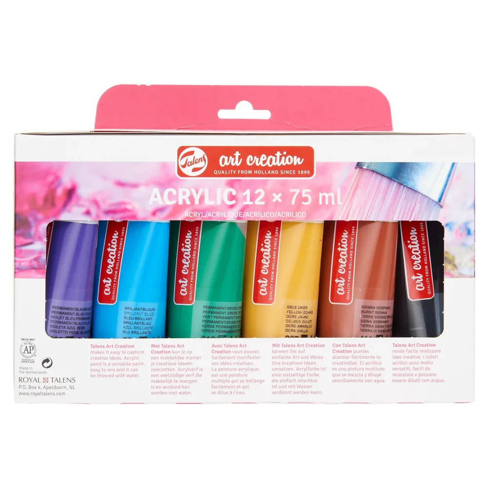 Talens Art Creation Zestaw farb akrylowych w tubkach - - 12 kolorów x 75 ml