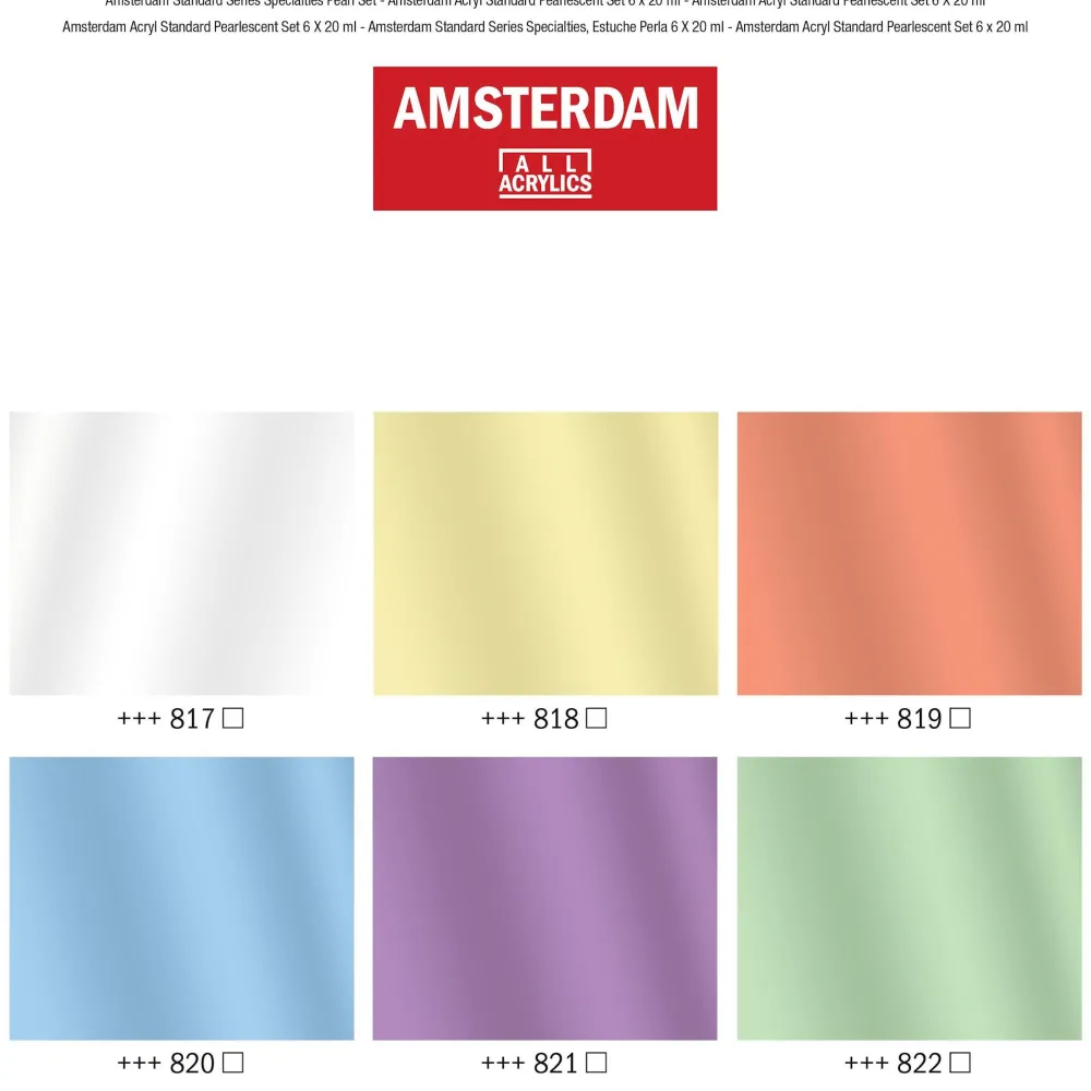 Amsterdam Zestaw farb akrylowych w tubkach - - perłowe, 6 kolorów x 20 ml