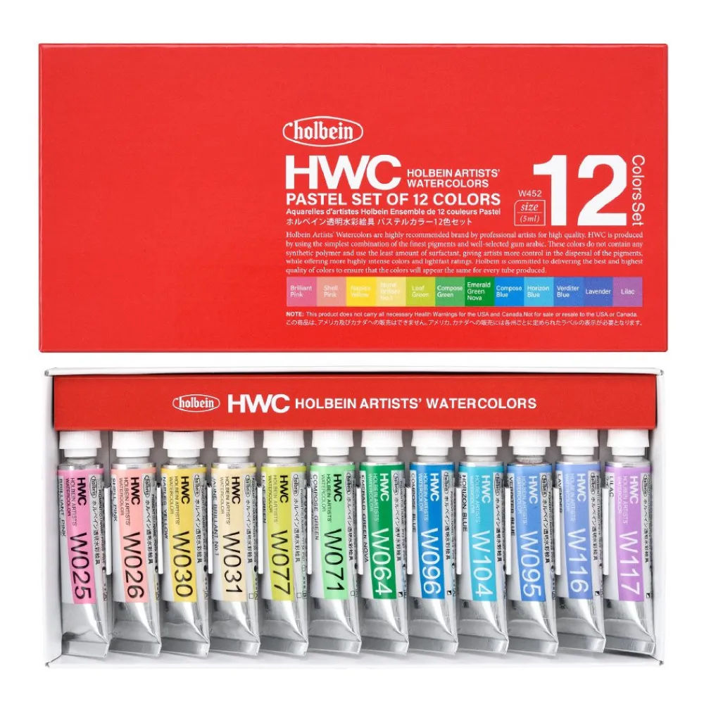 Holbein Zestaw farb akwarelowych Artists’ Watercolor - - Pastel, 12 kolorów x 5 ml > Farby Akwarelowe