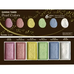 Kuretake Zestaw farb akwarelowych Gansai Tambi - - Pearl Colors, 6 szt.