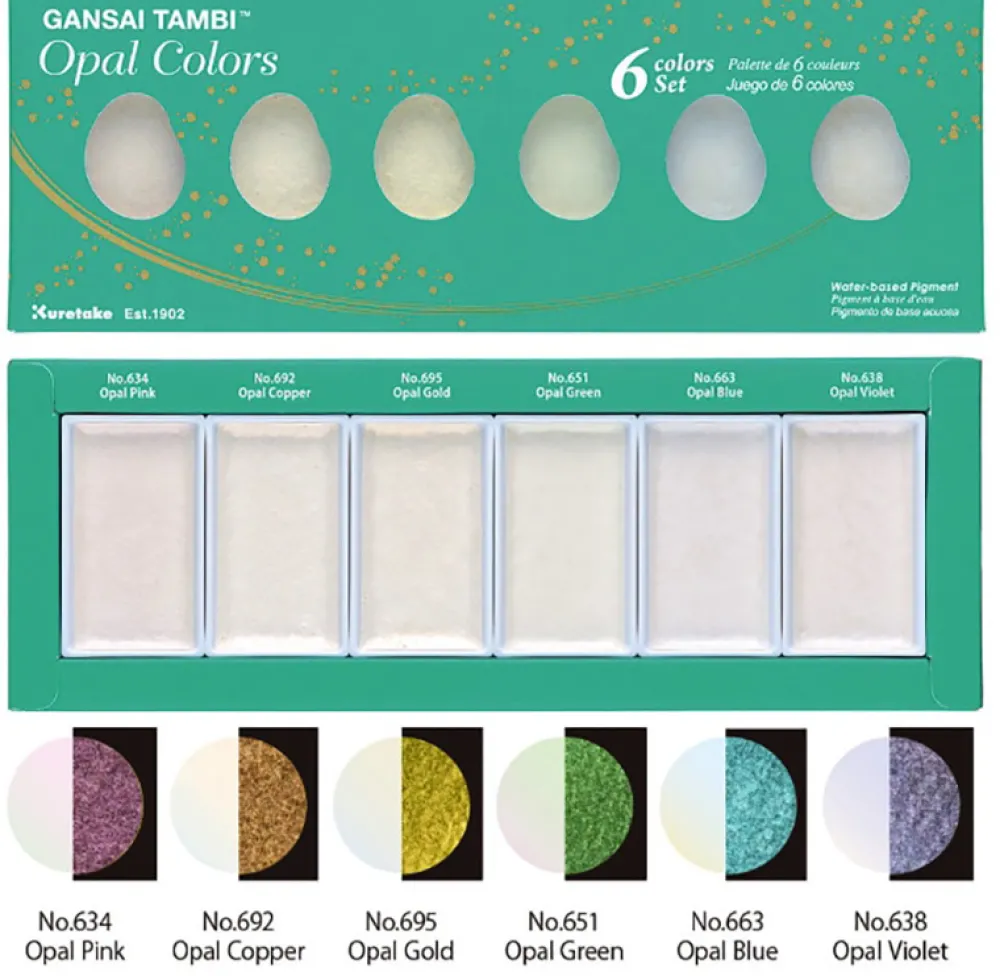 Kuretake Zestaw farb akwarelowych Gansai Tambi Opal Colors - - 6 kolorów > Farby Akwarelowe
