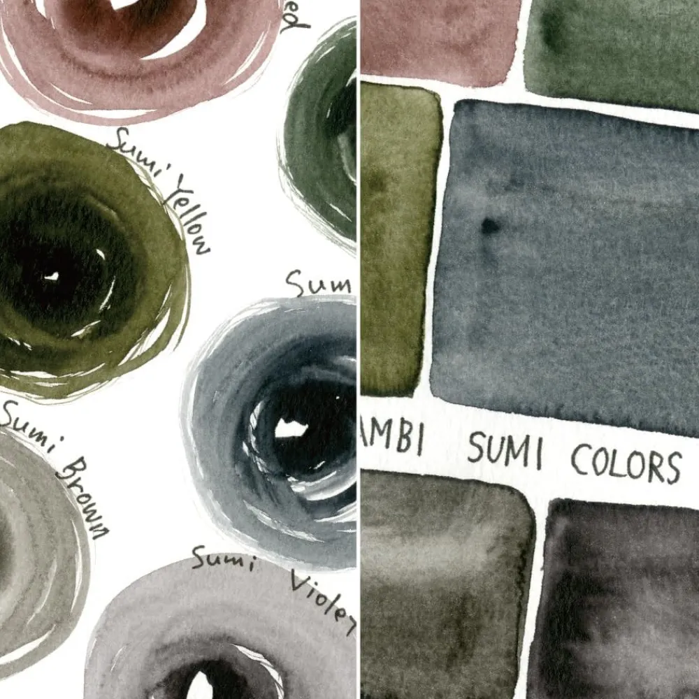 Kuretake Zestaw farb akwarelowych Gansai Tambi Sumi - - 6 kolorów > Farby Akwarelowe