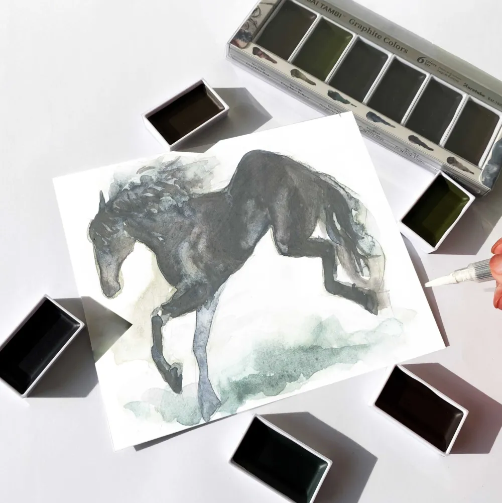 Kuretake Zestaw farb akwarelowych Gansai Tambi - - Graphite Colors, 6 kolorów > Farby Akwarelowe
