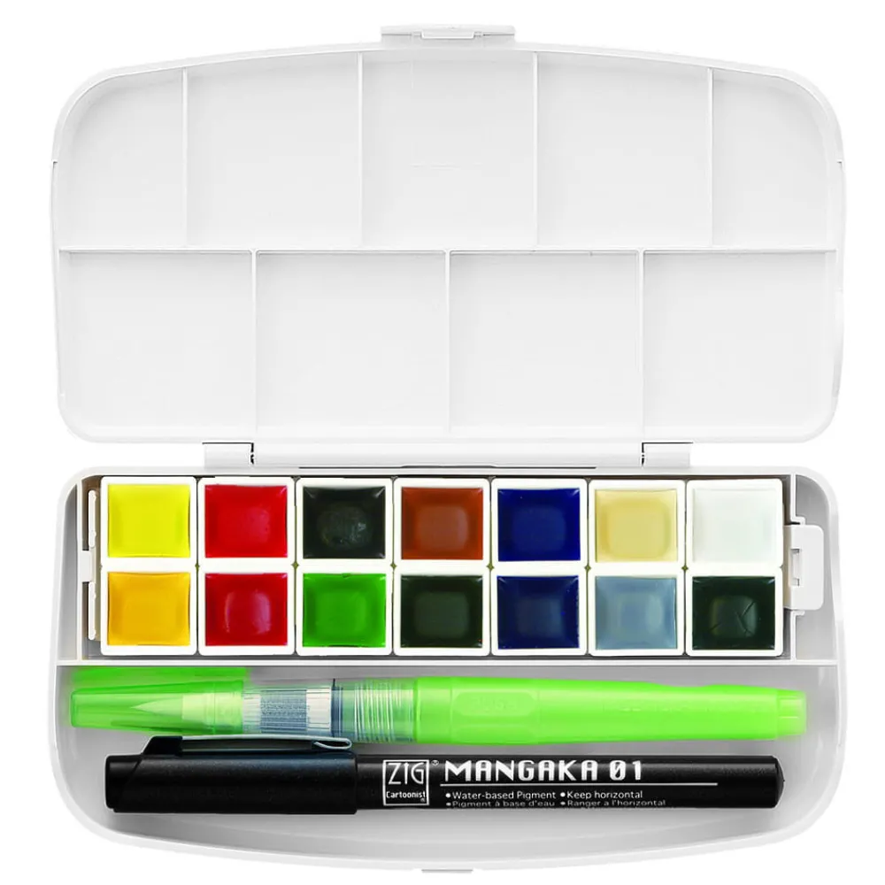 Kuretake Zestaw farb akwarelowych Gansai Tambi Portable - - 14 kolorów