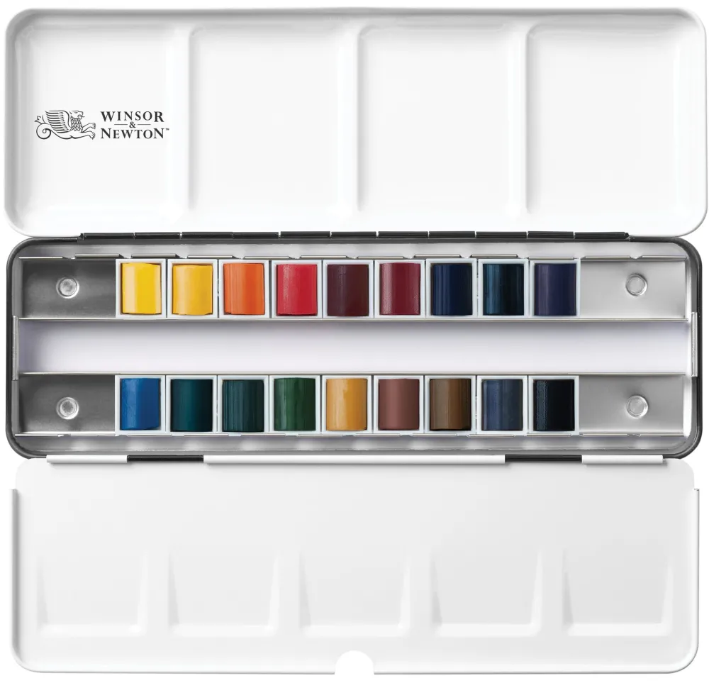 Winsor & Newton Zestaw farb akwarelowych Professional w półkostkach - - 18 kolorów > Farby Akwarelowe