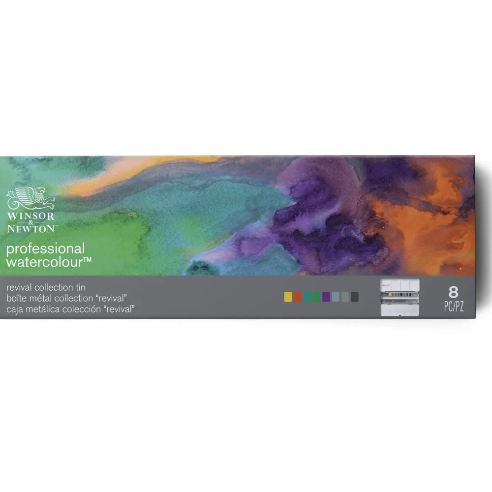 Winsor & Newton Zestaw farb akwarelowych Professional Revival w półkostkach - - 8 kolorów > Farby Akwarelowe