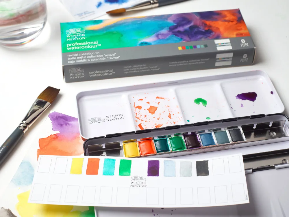 Winsor & Newton Zestaw farb akwarelowych Professional Revival w półkostkach - - 8 kolorów > Farby Akwarelowe