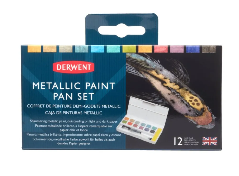 Derwent Zestaw farb akwarelowych w kostkach Metallic - - 12 kolorów