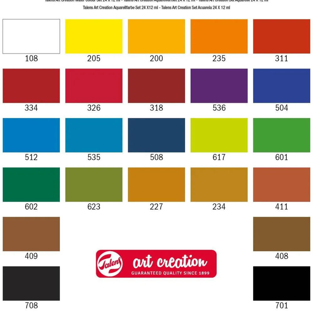 Talens Art Creation Zestaw farb akwarelowych w tubkach - - 24 kolory x 12 ml