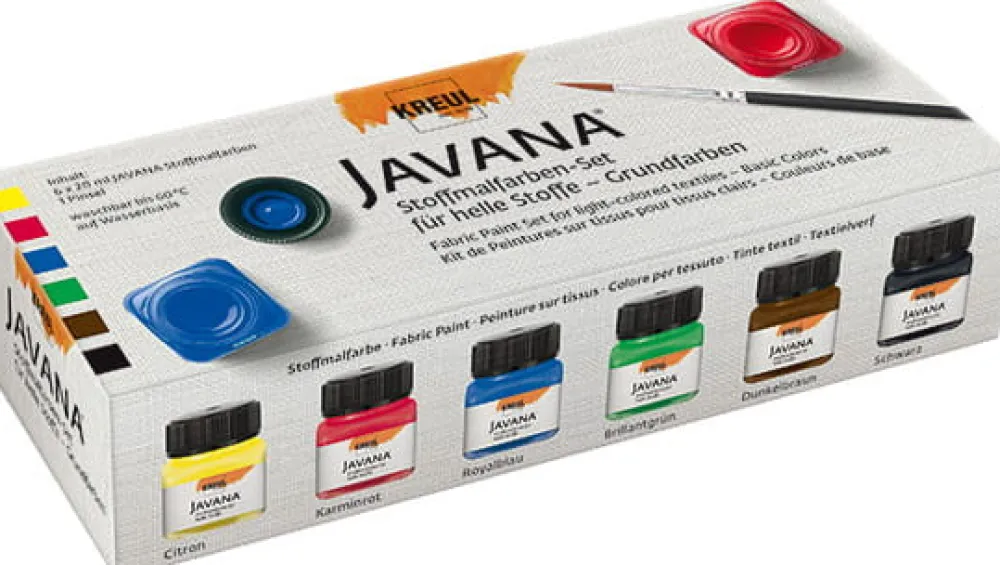 Kreul Zestaw farb do jasnych tkanin Javana - - Basic, 6 kolorów x 20 ml