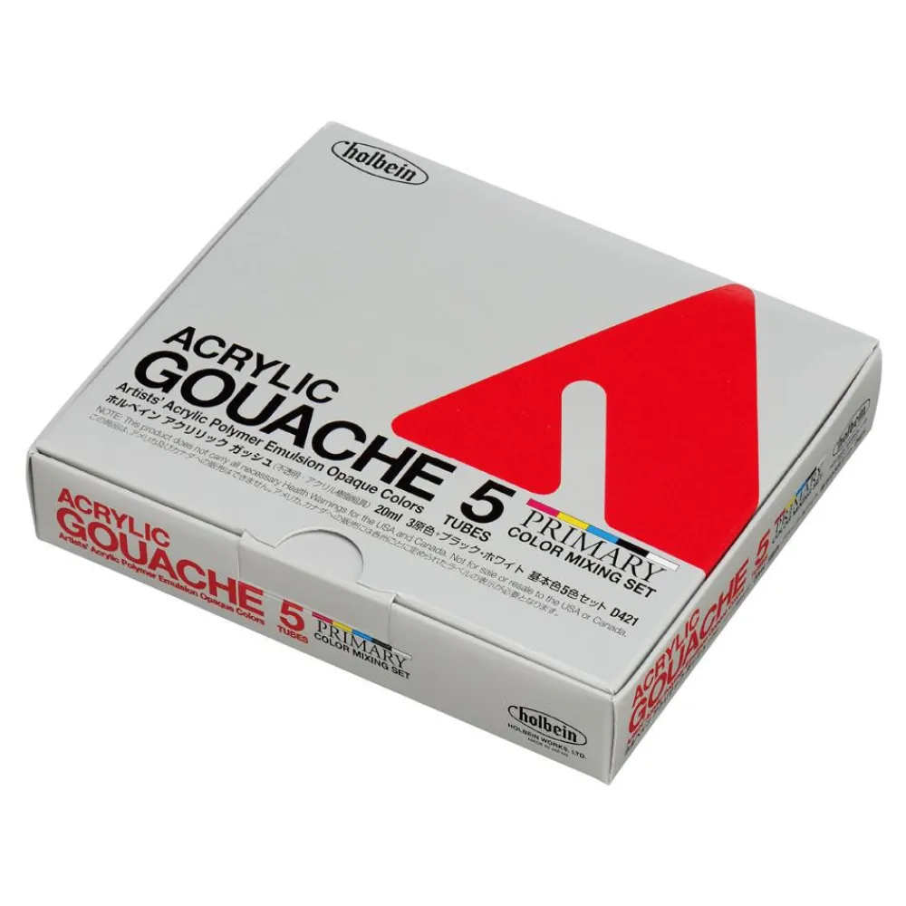 Holbein Zestaw farb gwaszy Acryla Gouache Primary Colors - - 5 kolorów x 20 ml > Farby Gwasze I Tempery