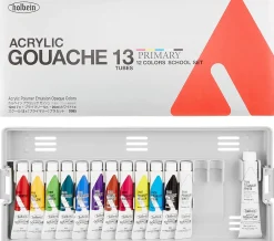 Holbein Zestaw farb gwaszy Acryla Gouache School Set - - Primary Colors, 13 kolorów > Farby Gwasze I Tempery