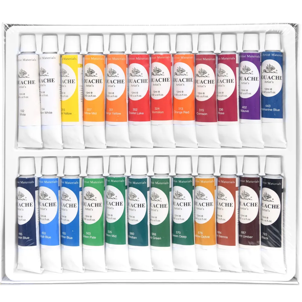 Phoenix Zestaw farb gwaszy w tubkach - - 24 kolory x 12 ml > Farby Gwasze I Tempery