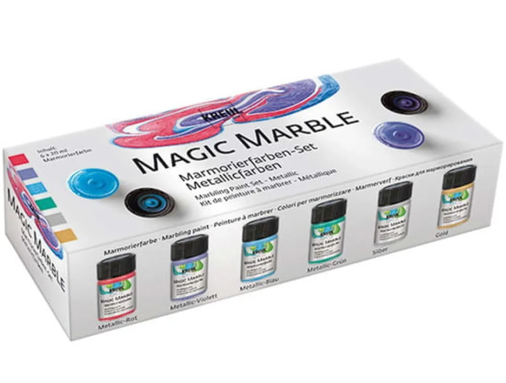 Kreul Zestaw farb marmurkowych Magic Marble - - Metallic, 6 kolorów x 20 ml