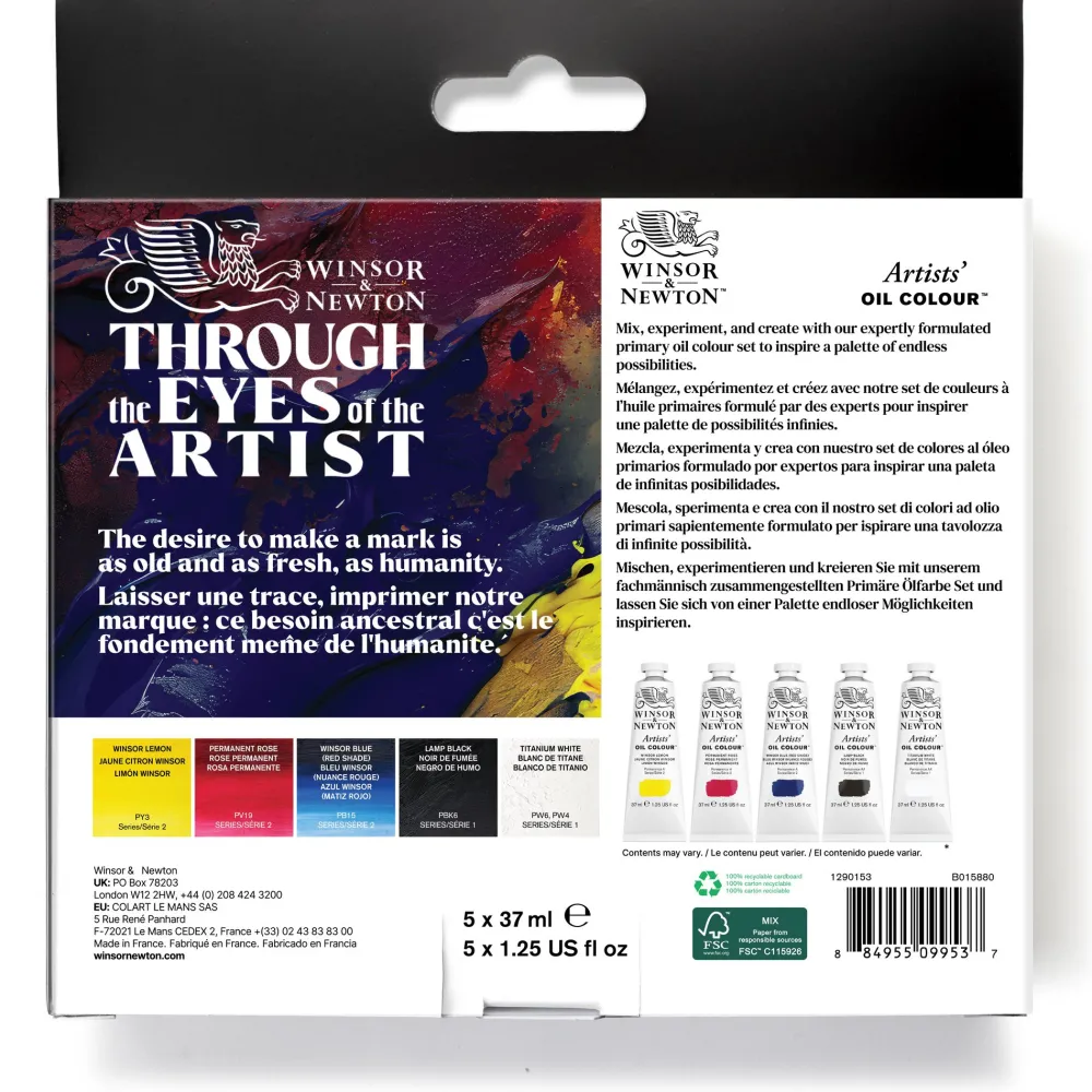 Winsor & Newton Zestaw farb olejnych Artists' Oil Colour Primary - - 5 x 37 ml > Farby Olejne