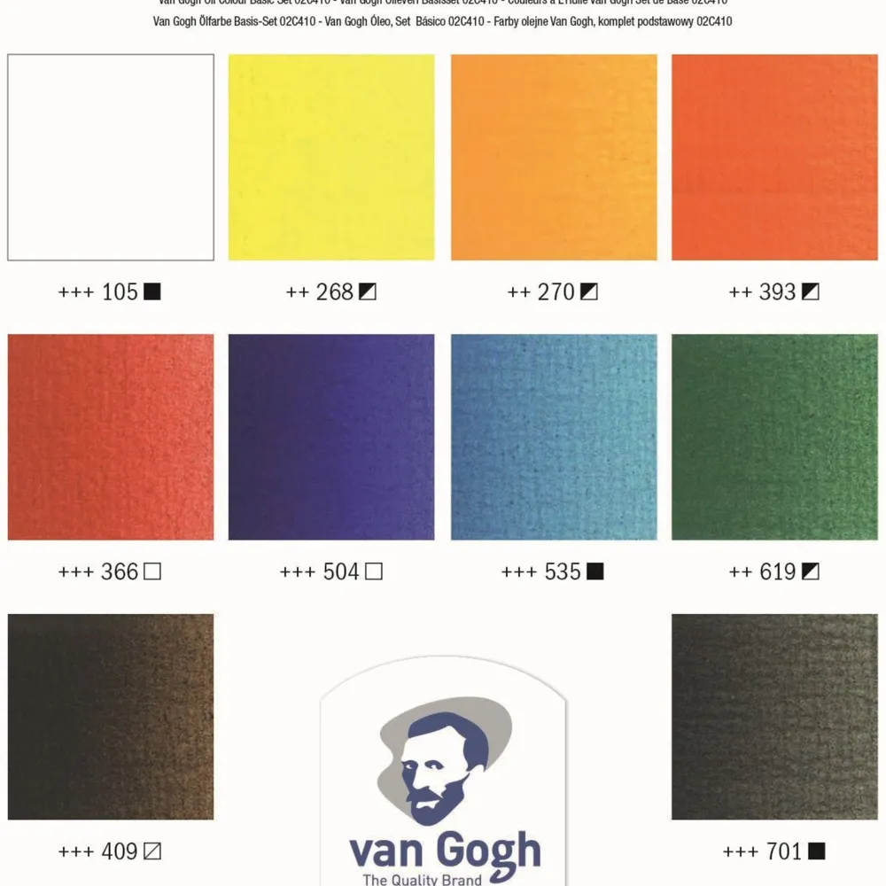 Van Gogh Zestaw farb olejnych w tubkach - - 10 kolorów x 20 ml > Farby Olejne
