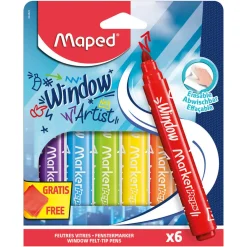 Dzieci Maped Zestaw flamastrów do szyb Window Marker'Peps - - 6 kolorów