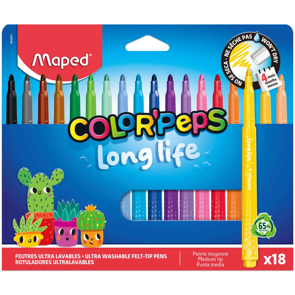 Maped Zestaw flamastrów niewysychających Color'Peps - - 18 szt. > Dzieci Flamastry Dla Dzieci