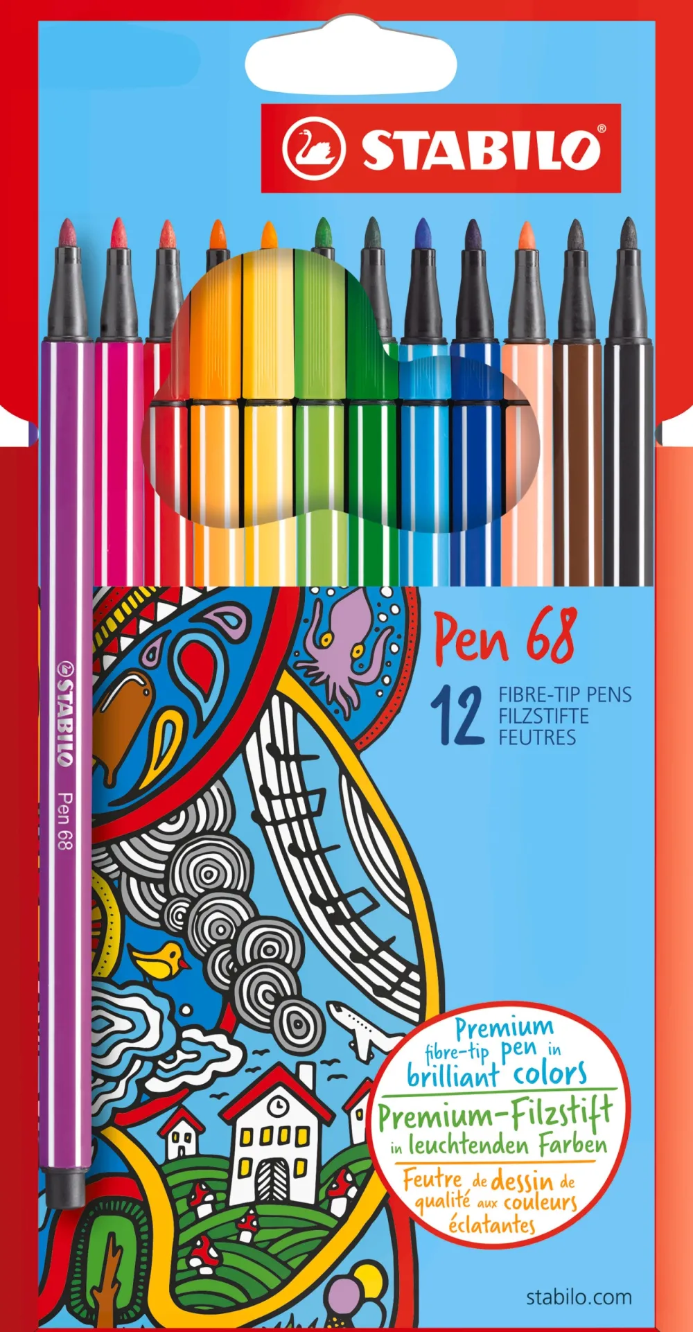 Stabilo Zestaw flamastrów Pen 68 - - 12 kolorów > Markery, Brushpeny I Pisaki