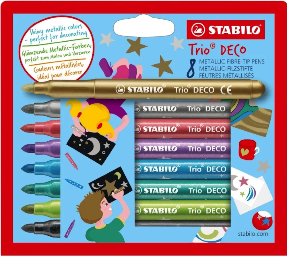 Stabilo Zestaw flamastrów Trio Deco Metallic - - metaliczne, 8 kolorów > Markery, Brushpeny I Pisaki