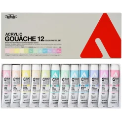 Holbein Zestaw gwaszy Acryla Gouache - - Pastel, 12 kolorów x 20 ml > Farby Gwasze I Tempery