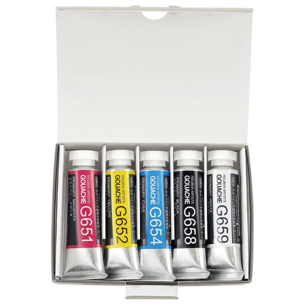 Holbein Zestaw gwaszy Artists’ Gouache - - Primary Colours, 5 szt. > Farby Gwasze I Tempery