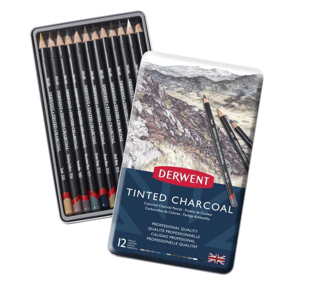 Derwent Zestaw kolorowych węgli w kredce Tinted Charcoal - - 12 szt. > Węgle Rysunkowe