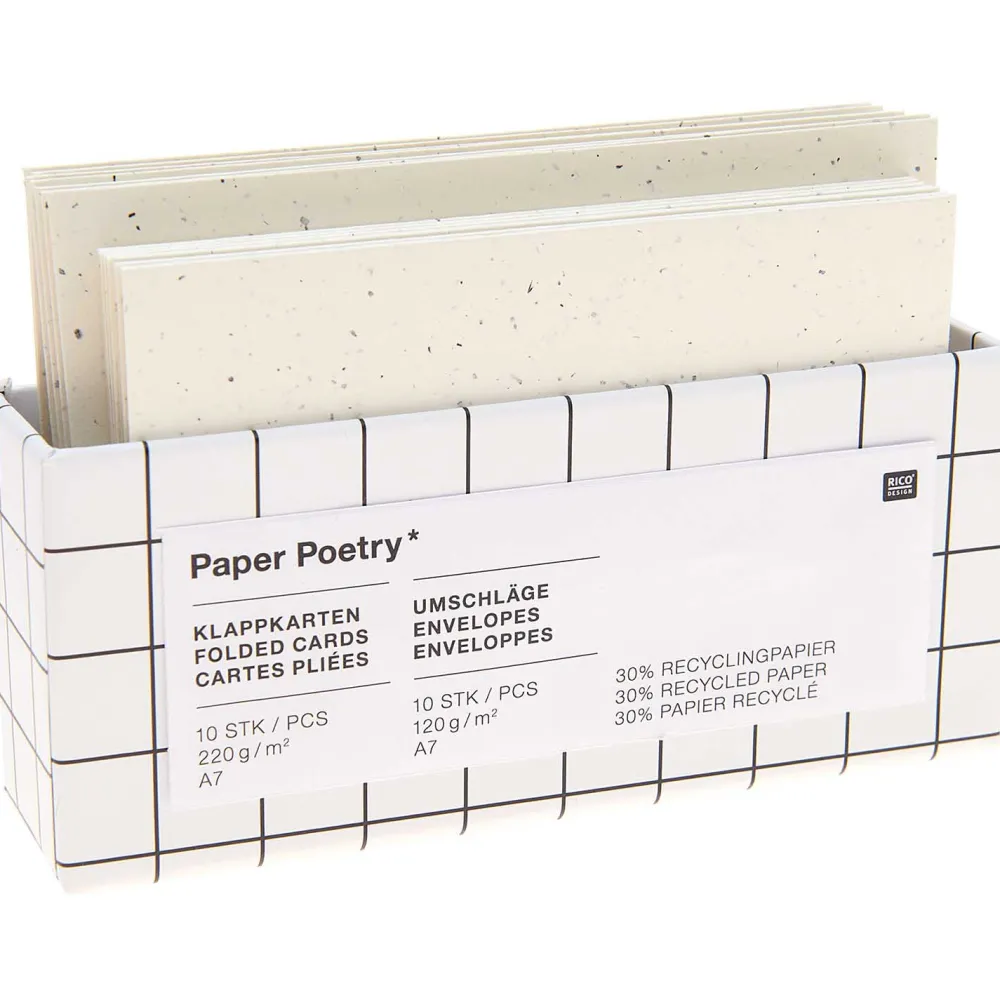 Rico Design Zestaw kopert i kart - Paper Poetry - Ivory, A7, 10 szt.