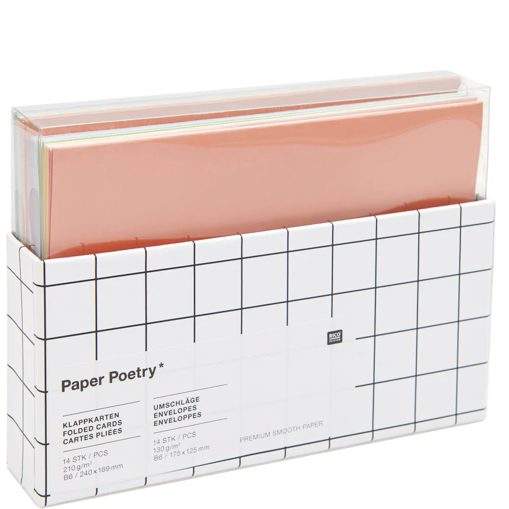 Rico Design Zestaw kopert i kart Rainbow - Paper Poetry - Pastel, B6, 14 szt. > Zestawy Kopert I Kart