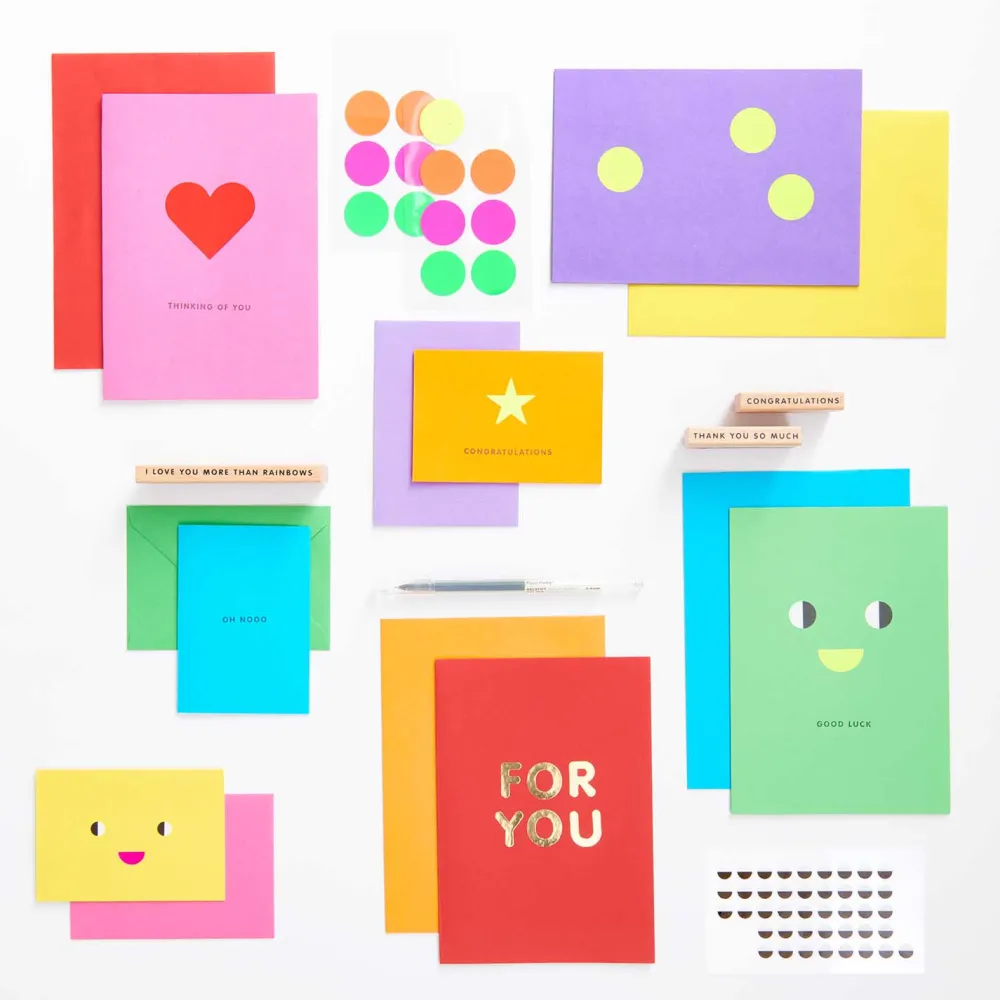 Rico Design Zestaw kopert i kart Rainbow - Paper Poetry - Classic, B6, 14 szt.