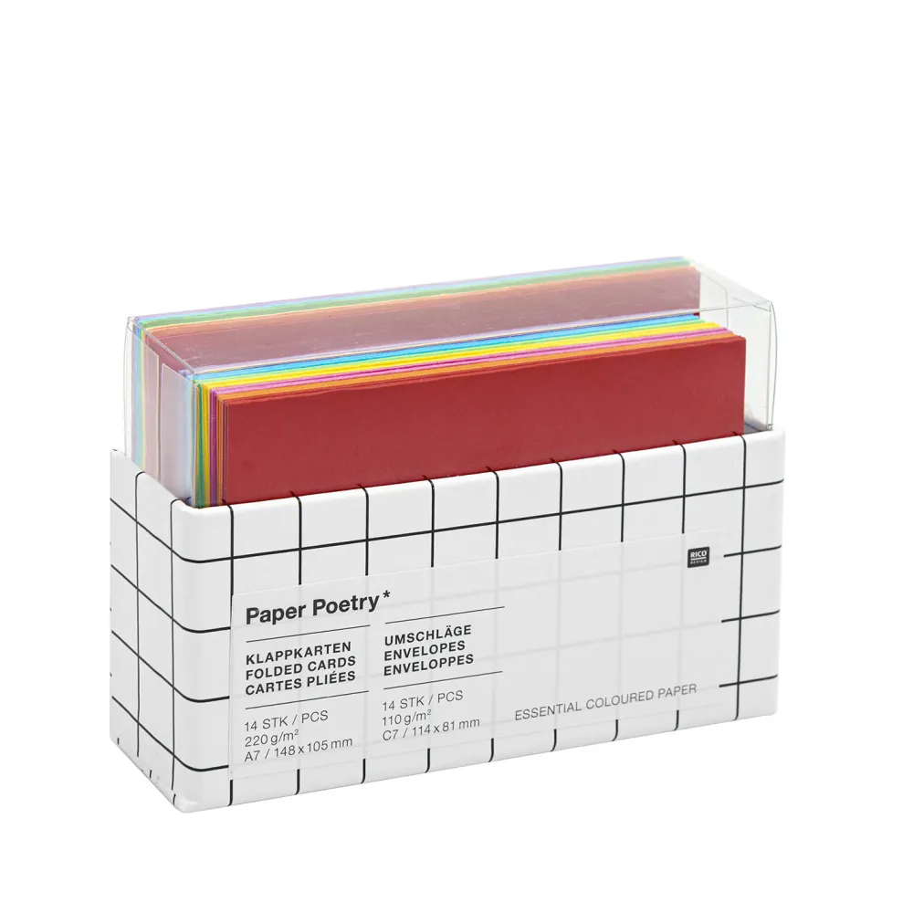 Rico Design Zestaw kopert i kart Rainbow - Paper Poetry - Classic, C7, 14 szt.