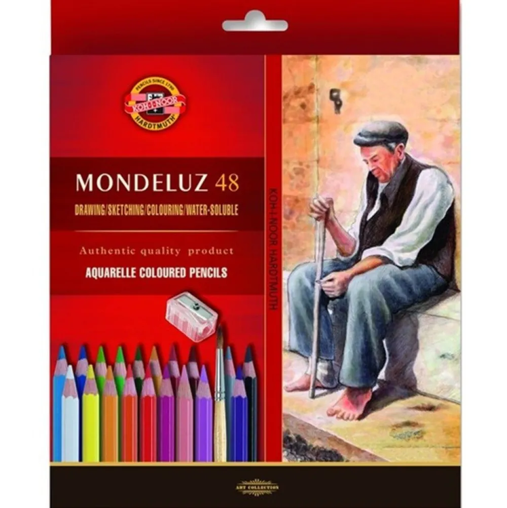 KOH-I-NOOR Zestaw kredek akwarelowych Mondeluz z pędzelkami - - 48 szt.