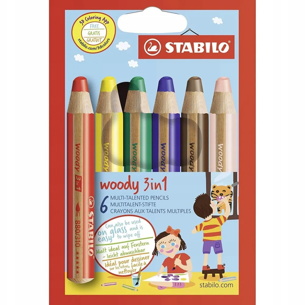 Stabilo Zestaw kredek dla dzieci Woody 3 w 1 - - 6 kolorów > Dzieci Kredki Dla Dzieci